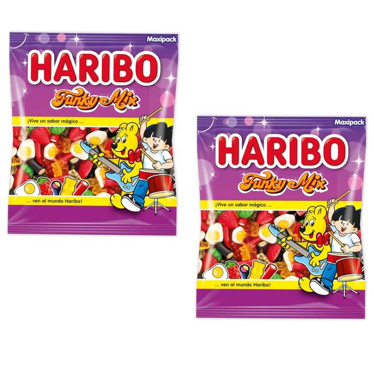 2 x HARIBO FUNKY MIX 1Kg. Surtido de caramelo de goma y regaliz. Distintas Texturas y Sabores [Total 2kg. Unidad 4'50€]