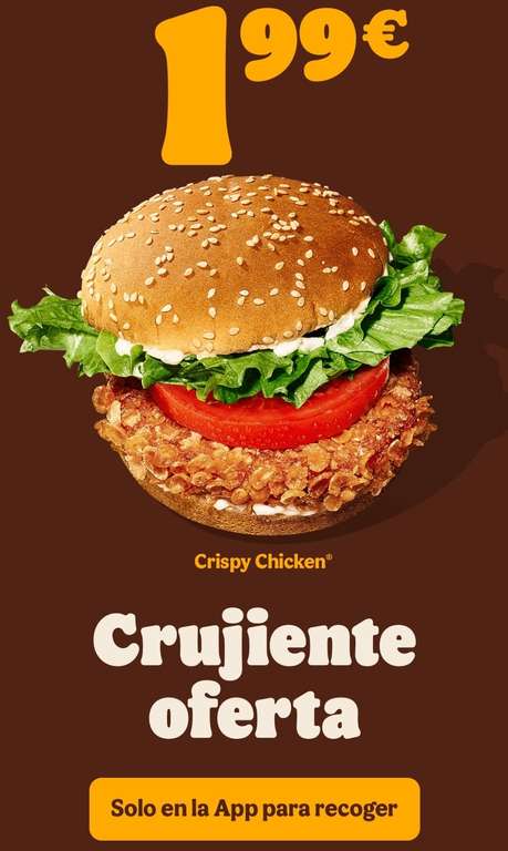 Crispy Chicken por 1,99€ (Solo en la App para recoger)