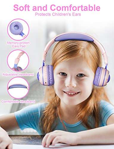 Auriculares Bluetooth para Niños con Luz LED y Micrófono Incorporado