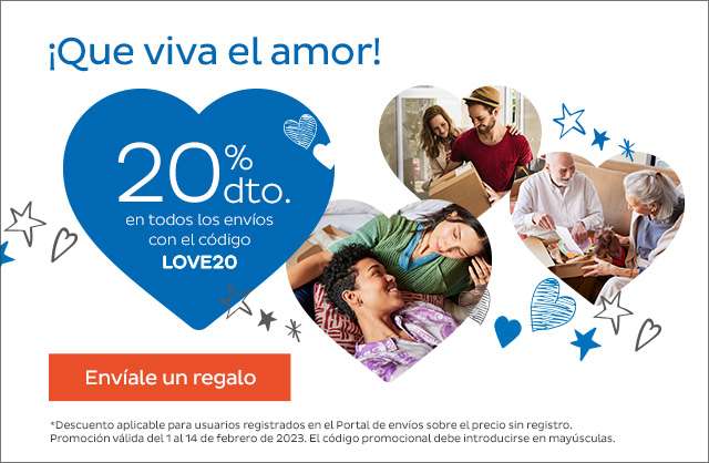 20% dto. en todos los envíos por San Valentín + 5 puntos Travel Club por cada 3 € de envío y cada recogida