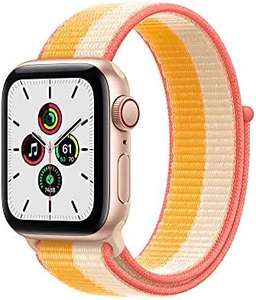 2021 Apple Watch SE (GPS + Cellular) - Caja de Aluminio en Oro de 40 mm - Correa Loop Deportiva en Color maíz/Blanco