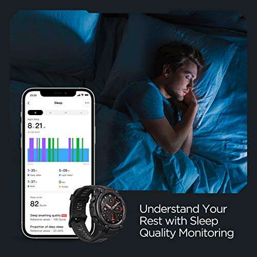 Amazfit T-Rex Pro Smartwatch Fitness Monitor de Sueño y Ritmo cardiaco 10 ATM GPS Reloj Inteligente Deportativo con más de 100 Modes