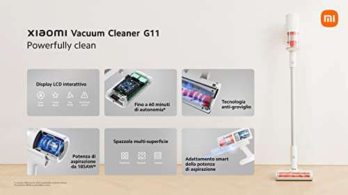 Xiaomi Vacuum Cleaner G11 - Aspiradora Escoba con hasta 180 AW de succión y hasta 60 min de batería