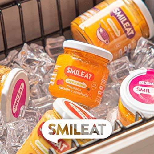 Pack 12 Smileat - Tarritos Ecológicos de Frutas, Ingredientes Naturales, para Bebés sin Gluten, Sabor Multifrutas con Mango