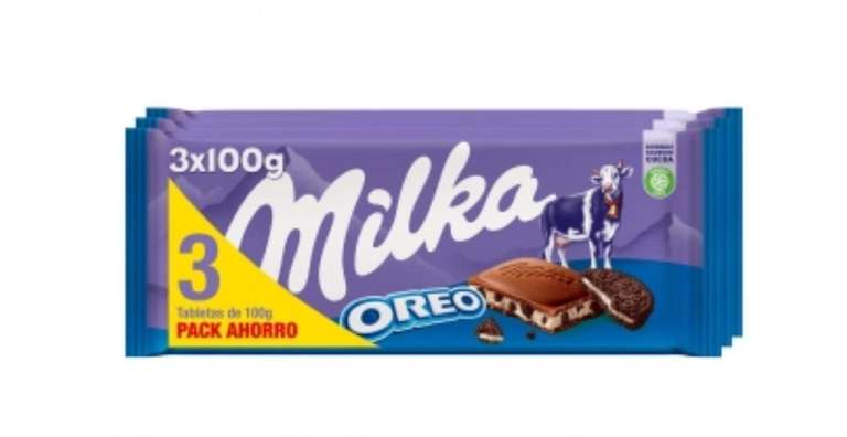 9 tabletas Chocolate relleno de galleta Oreo Milka (3x pack de 3 unidades de 100 g) [0'75€/ud]