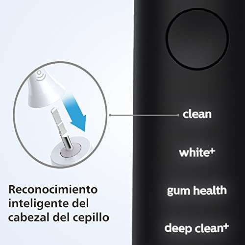 Philips Cepillos de dientes eléctricos sónicos, Dientes y encías más limpias, Conectados con App, Color Negro, 1 Unidad (Paquete de 1)