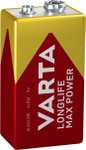 VARTA Pila de 9V, Paquete de 1, Longlife Max Power, Alcalina, para Detectores de Incendios, Detectores de Humo, Micrófonos