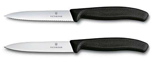 Victorinox Swiss Classic Juego de 2 cuchillos peladores, inoxidables, aptos para el lavavajillas y de color negro