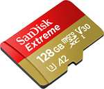SanDisk Tarjeta microSDXC Extreme de 128 GB 190 MB/s, A2, UHS-I, Clase 10, U3, V30 // 256 GB por 21,99