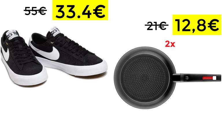 Zapatillas Nike SB Blazer low solo 33.4€//2X Sartenes Monix Sunset solo 12.8€