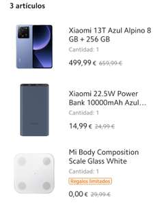 Xiaomi 13T 8/256GB + Power Bank 10000mAh 22.5W + body scale (332€ con mi points)