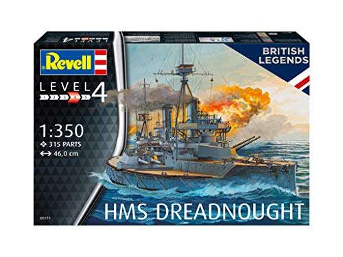 Maqueta Revell 05171 del destructor HSM Dreadnought en escala 1:350 de nivel 4