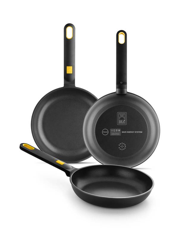 (Con prime) BRA Daily Pro | Set 3 sartenes aluminio fundido 20-24-28 cm antiadherentes tricapa sin PFOA aptas para todo