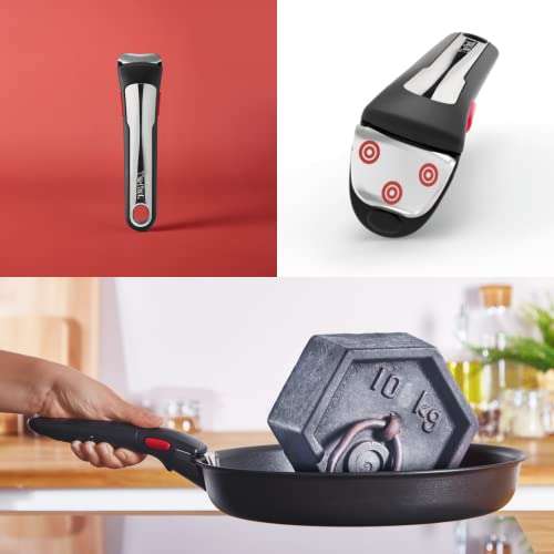 Set de sartenes  Tefal C42202S2A, 2 unidades, 20/26 cm, Para todo tipo de  cocinas, Revestimiento antiadherente, Aluminio, Negro