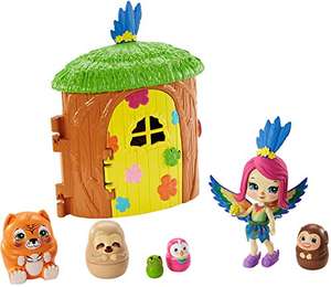 Enchantimals Peeki Parrot y Casa del árbol Muñeca con mascota matrioska sorpresa y casa de juguete