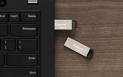 Kingston DataTraveler Kyson Unidad Flash USB3.2, 128GB-con Elegante Carcasa metálica sin capuchón