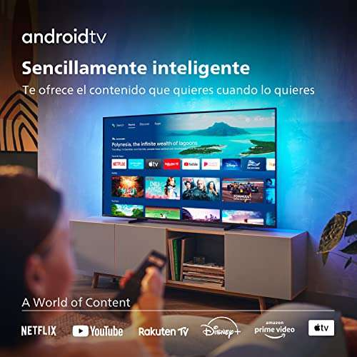 Philips 43PUS8057/12 TV LED Android TV UHD 43" 4K con Ambilight de 3 Lados, Pixel Precise Ultra HD, Dolby Vision, 2022