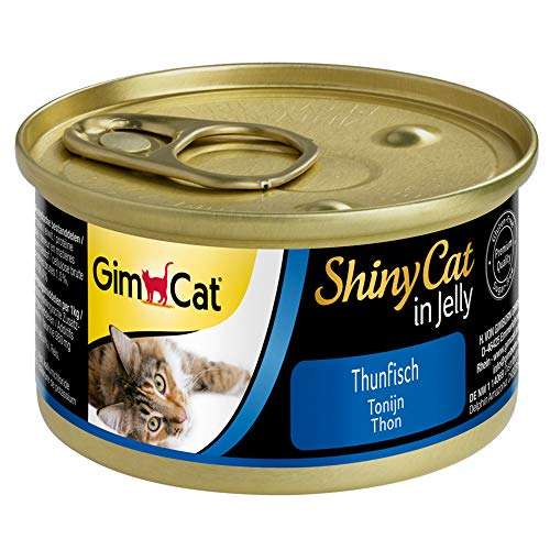 GimCat ShinyCat in Jelly, atún - Alimento húmedo para gatos, con pescado y taurina - 24 latas (24 x 70 g)