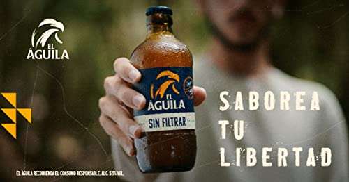 El Aguila Sin Filtrar Cerveza Lager Especial Caja 4 Pack Botella, 6 x 33cl.