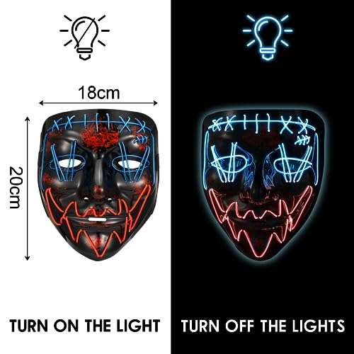 Máscara LED Purga con 3 modos de Iluminación (2 modelos: azul o rojo)