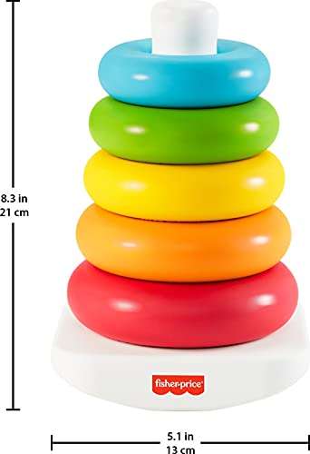 Fisher-Price Rock-a-Stack, juguete clásico para apilar anillos fabricado con materiales de origen vegetal para bebés de 6 meses en adelante