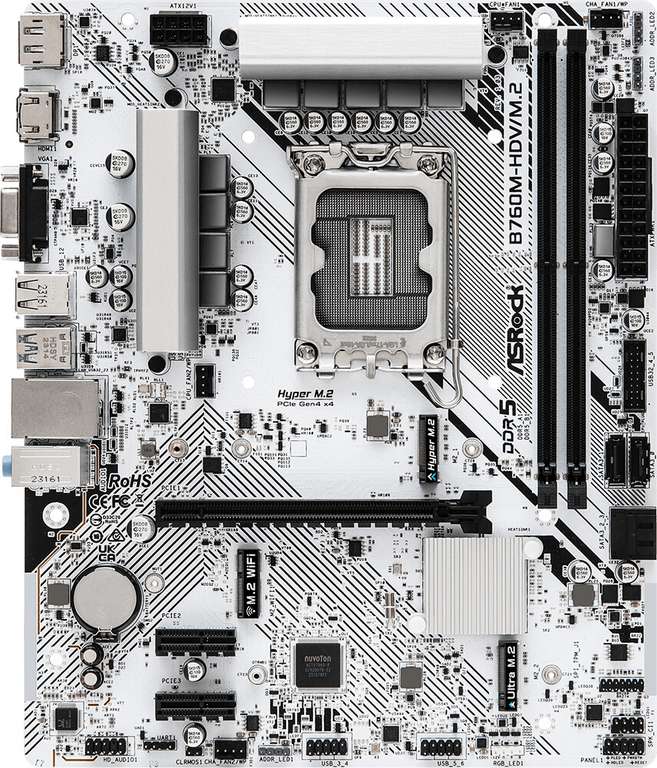 ASRock B760M-HDV/M.2 - Placa base Micro-ATX, socket 1700, para RAM DDR5