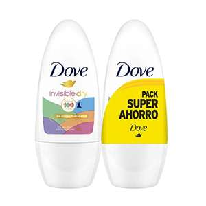 Dove Pack Ahorro Desodorante Roll On 48h Invisible Antimanchas, pack de 2 x 50ml