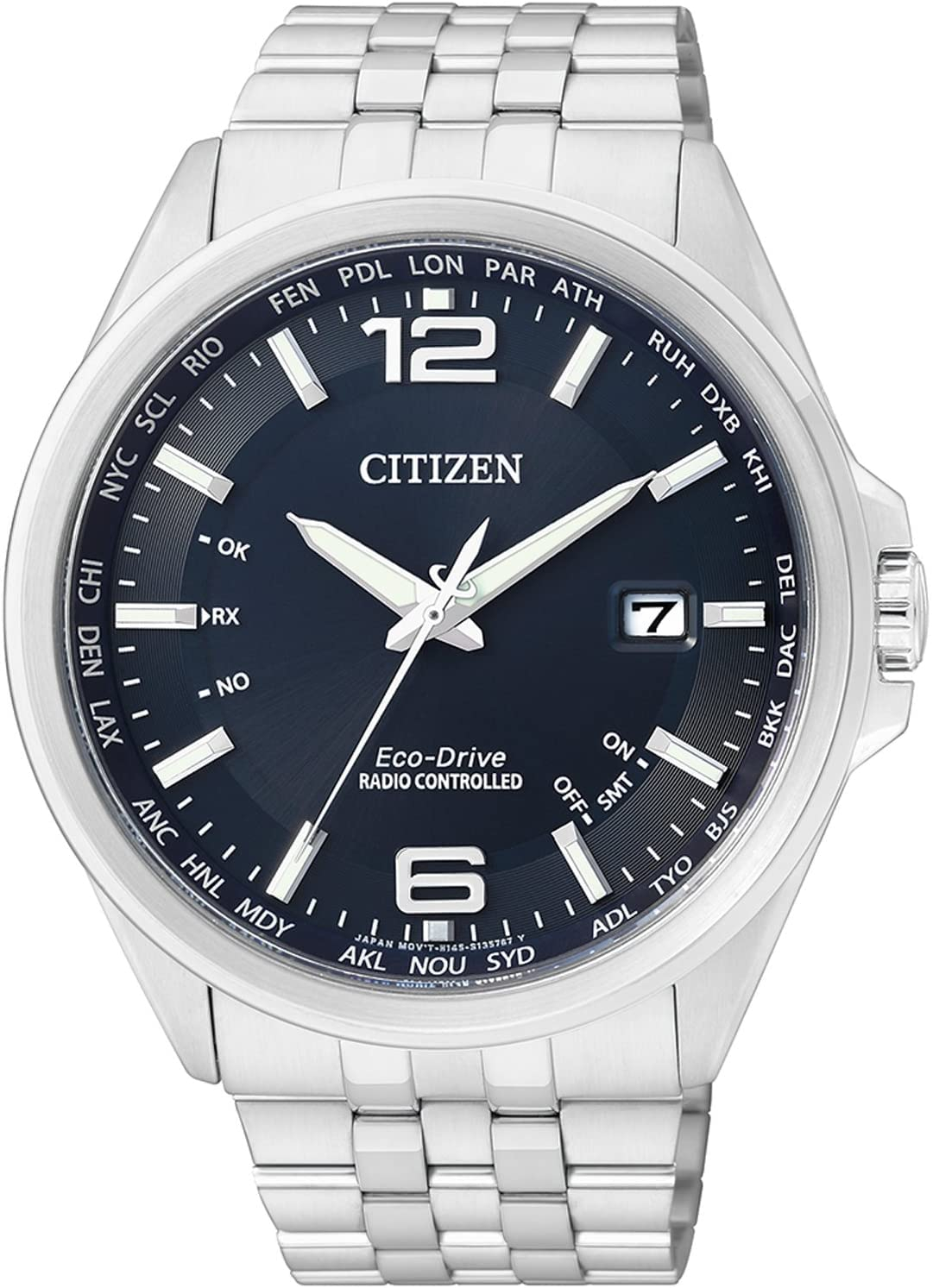 Citizen Reloj analógico Eco-Drive para hombre con correa de acero inoxidable