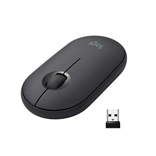 Logitech Pebble ratón Bluetooth ,receptor de 2,4 GHz, silencioso, estilizado ratón de ordenador con clics discretos