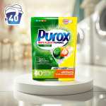 PUROX CAPS UNIVERSAL (40 Lavados ) gorros de lavado 2 cámaras para textiles de colores detergente doypack 800 g