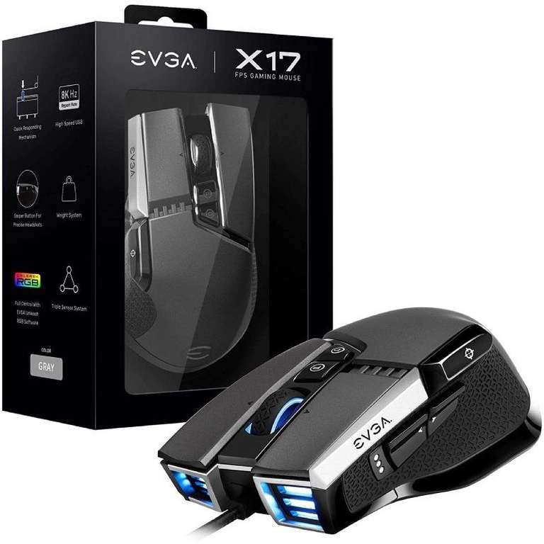 EVGA X17 Gaming 16000 Dpi Gris - Ratón