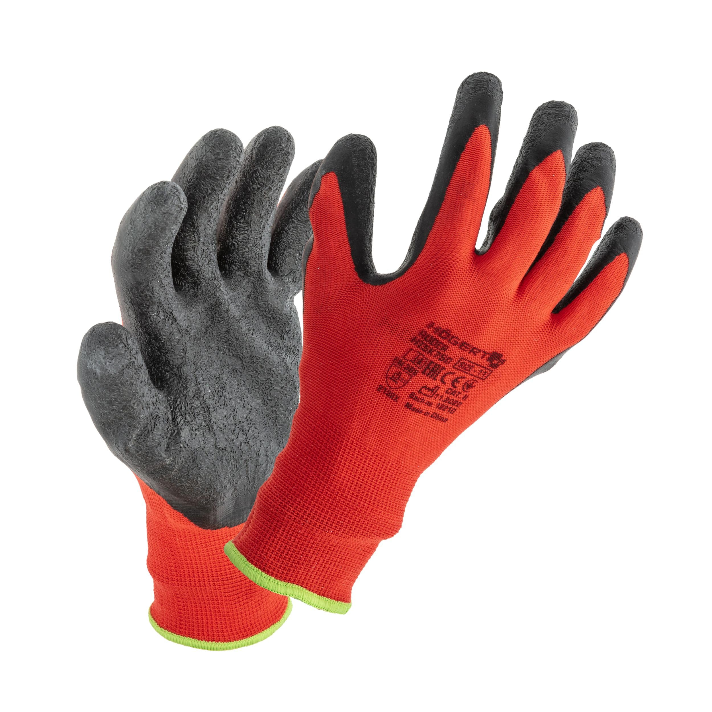 Guantes de protección recubiertos de látex, rojo/negro, tallas 8 9 11, alta resistencia a la abrasión, agarre flexible