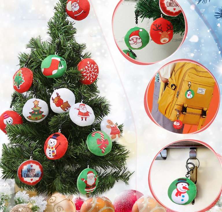 25 piezas de Navidad Mini llaveros de felpa Decoración navideña