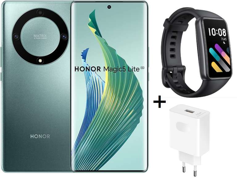 HONOR Magic5 Lite + Honor Band 7 + Cargador HONOR SuperCharge Power (+ Ratón Bluetooth por solo 1€ más)
