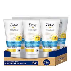 Pack 6 - Dove Crema Hidratante de Manos Cuida y Protege con Protección Solar SPF15 contra UVA/UVB6 x 75 ml