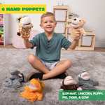 Animales de peluche - Marionetas de Mano para Niños, con boca móvil (Paquete de 6)