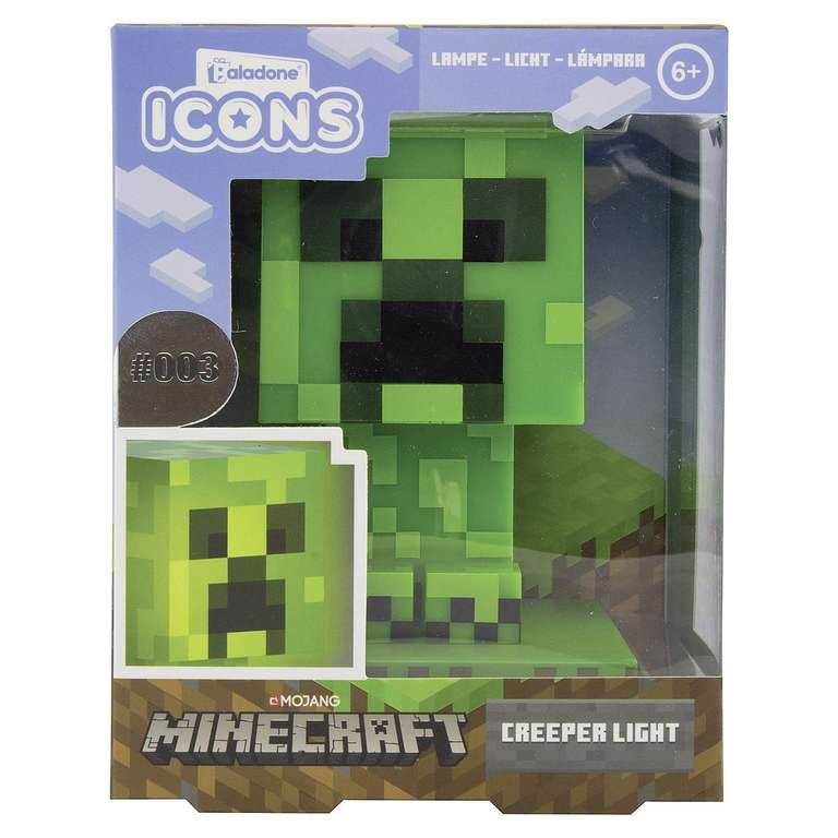 Paladone Minecraft Creeper 3D Icon Light BDP | Licencia oficial de luz verde pixelada brillante o lámpara de escritorio