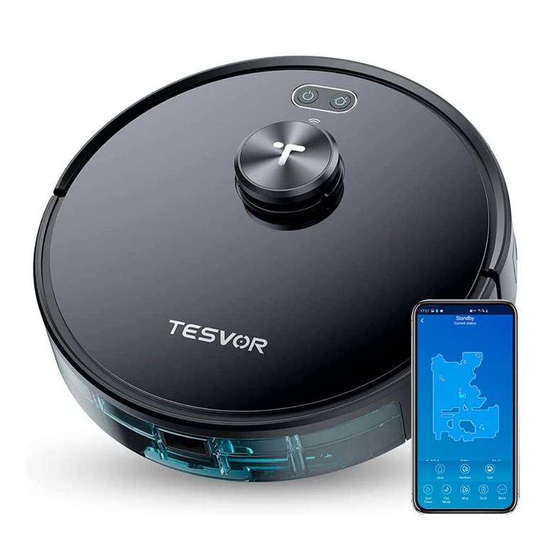 Robot Aspirador Tesvor S4 (Navegación Láser LiDAR, 2.200 Pa, Gris Espacial)