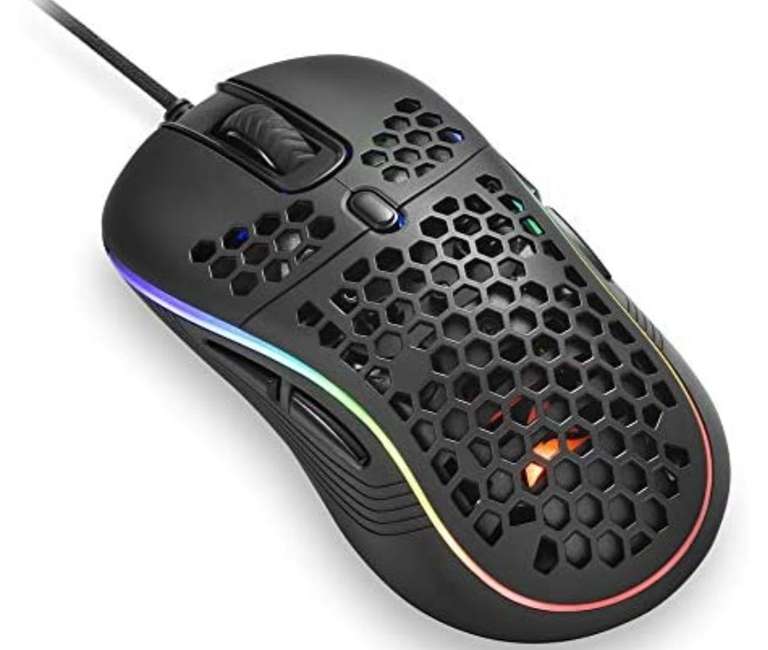 Sharkoon Light² S RGB Ratón Gaming Negro USB Gaming Mouse, diseño ambidiestro