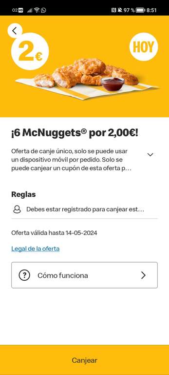6 MC nuggets x 2€