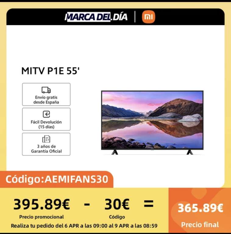 Xiaomi TV MI P1E, oficial, 55 ", smart TV, Android TVPantalla 4k, asistente de google