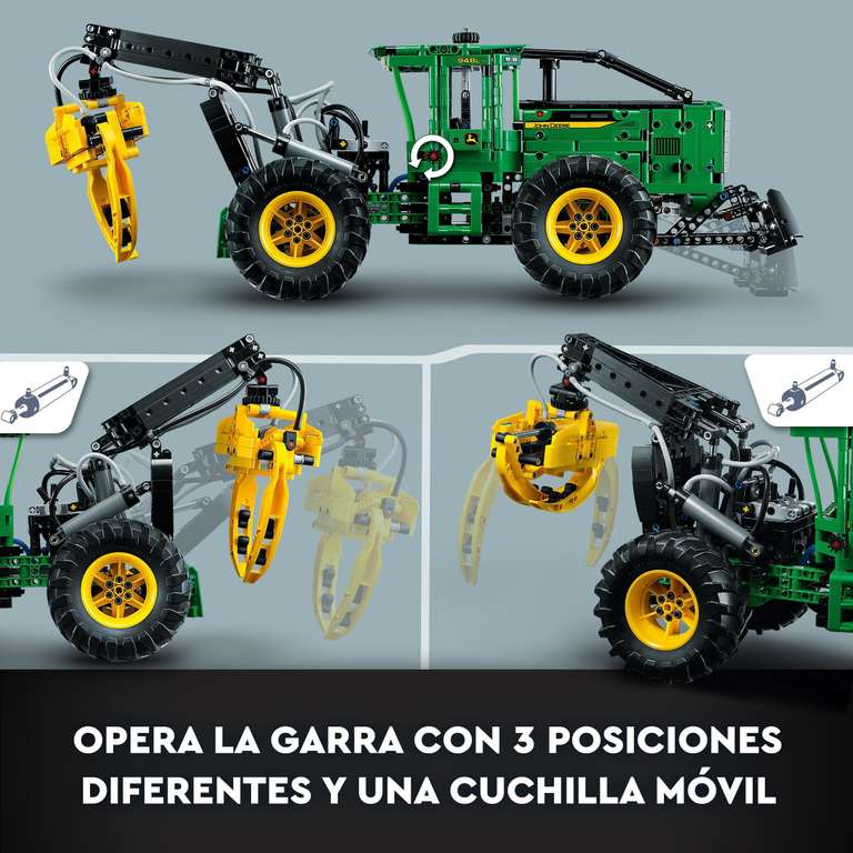 LEGO 42157 Technic Skidder John Deere 948L-II, Vehículo de Construcción con Funciones Neumáticas y 4 Ruedas, Maqueta para Construir