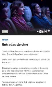 Hasta un 35% de Descuento Entradas de Cine Cinesa - Beneficios Lidl Plus
