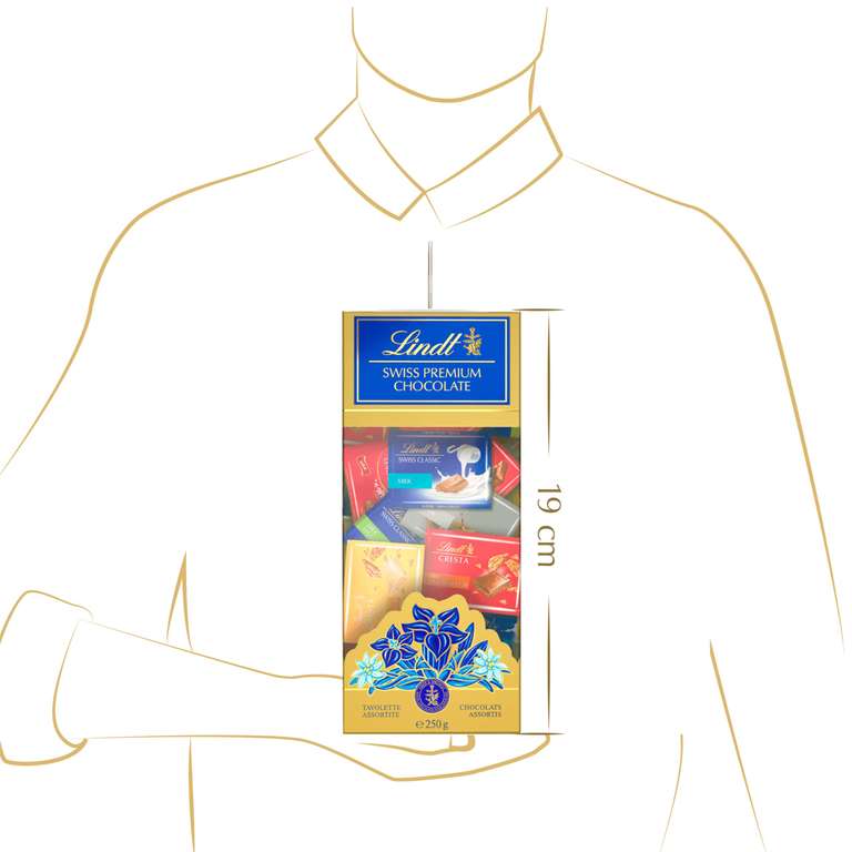 Caja con 250 gramos de napolitanas suizas individuales LINDT (chocolate con leche, blanco y negro) [Clientes Prime]
