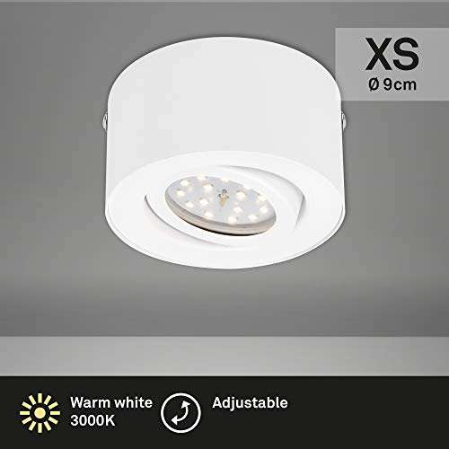 Lámpara LED de techo (5 W, reflector orientable, 470 lúmenes, 3000 K, 9 cm de diámetro), color blanco