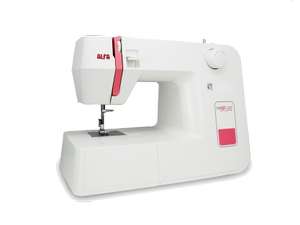 Máquina de coser - Alfa Next 20 Spring, 10 puntadas, 6 filas de dientes, Luz LED, Motor 70W, Blanco