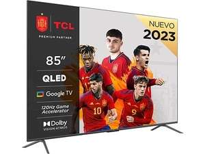 TV QLED 85" - TCL 85C645, UHD 4K, Quad Core, Smart TV, Dolby Atmos, Brushed titanium metal front