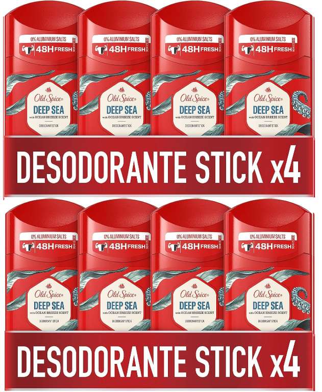 8 x Old Spice Deep Sea Desodorante en Barra para Hombres, 50 ml (compra recurrente)