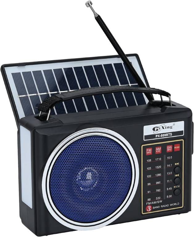 Radio Am/FM/SW Bluetooth Retro portátil y compacta con Panel Solar, iluminación LED portátil