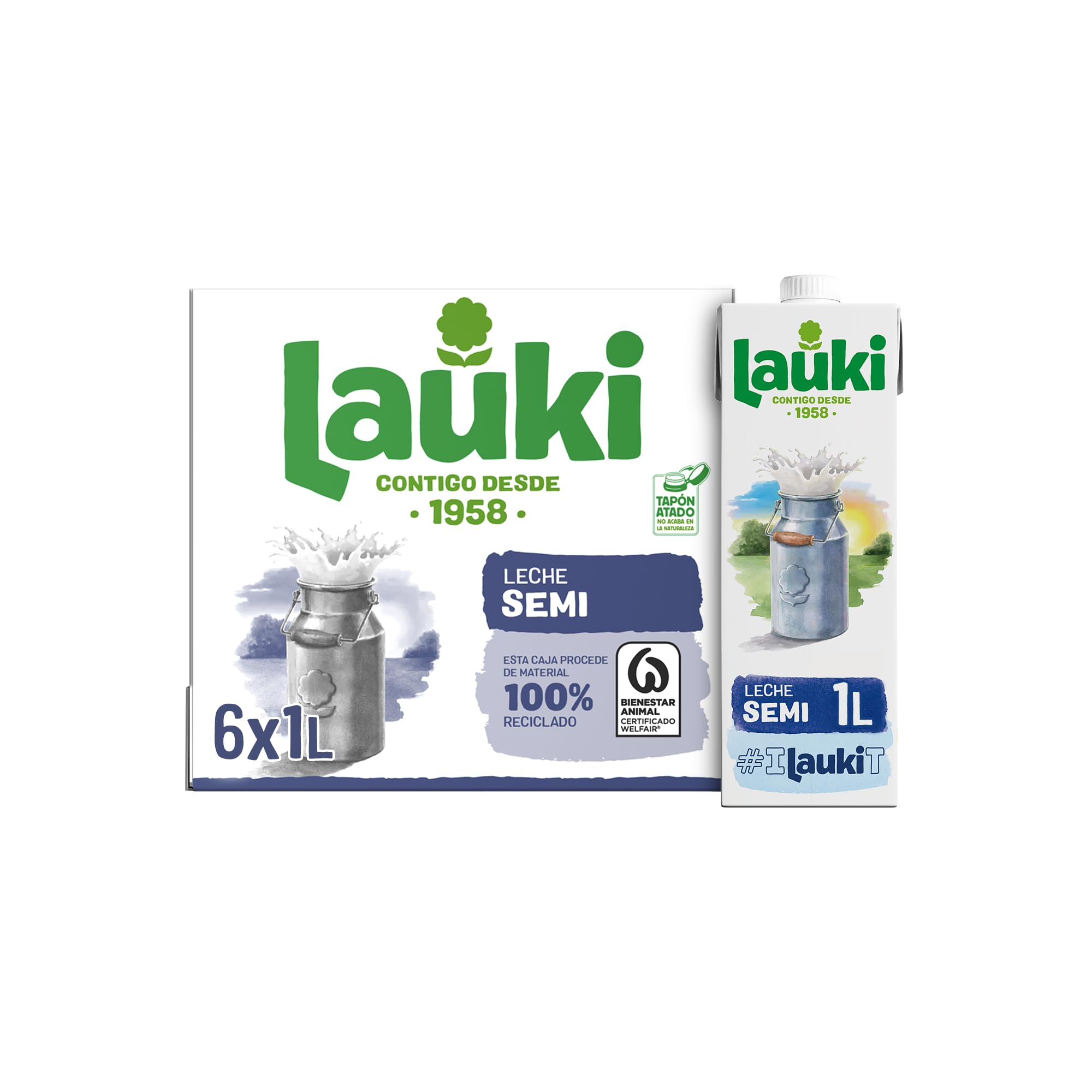 0.91 litro Lauki - Leche Semidesnatada